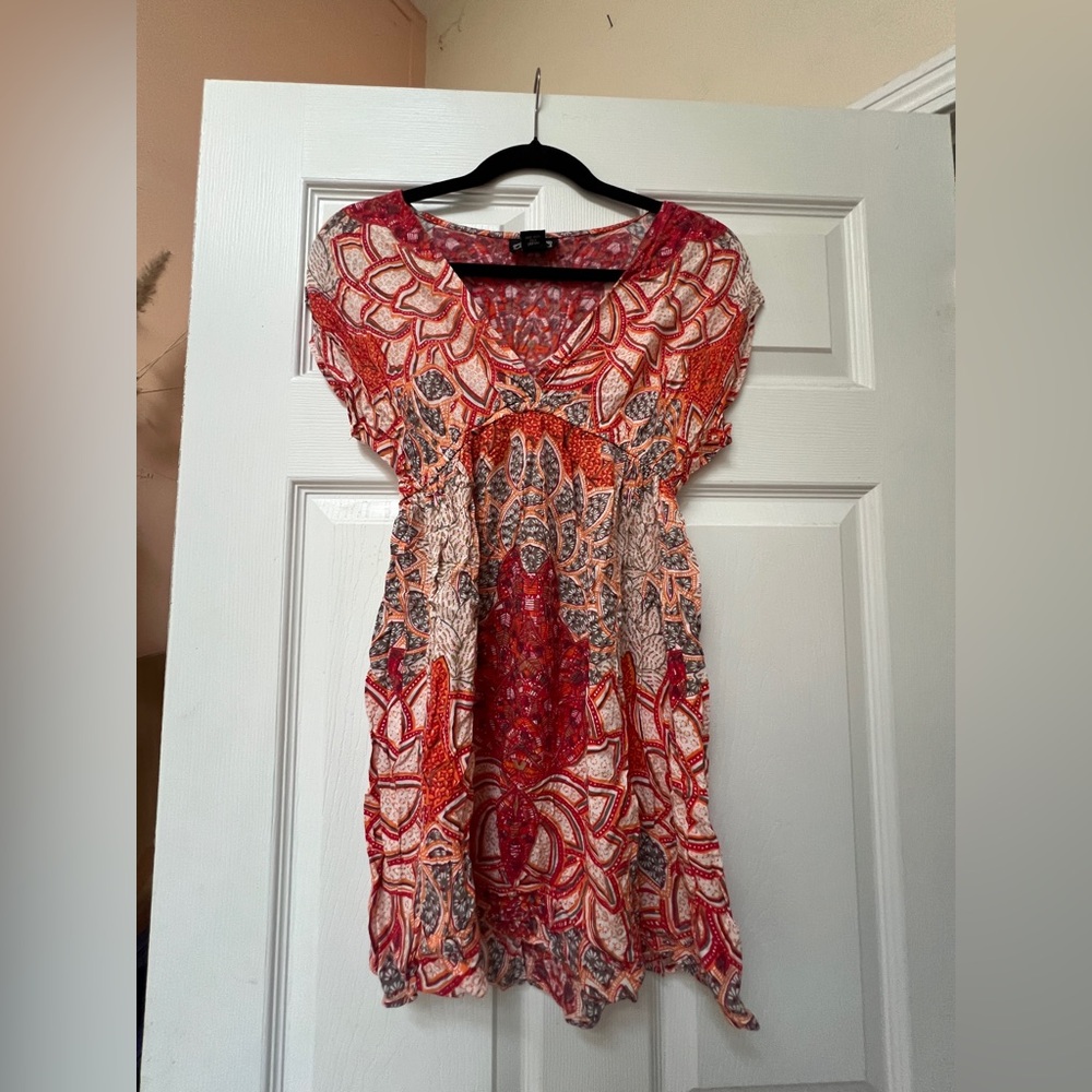 Angie red/orange flutter Sleeve mini dress